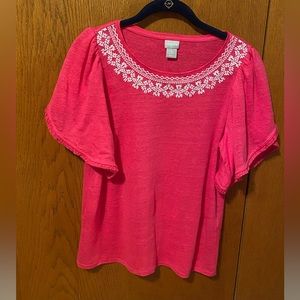 Chico’s Pink Linen Top  Size 0